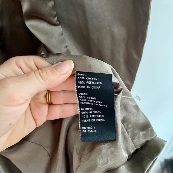 Bebe Gray Green Satin Trench Coat Y2K 3/4 Sleeve Button Detail Gilmore Girls - Picture 8 of 11